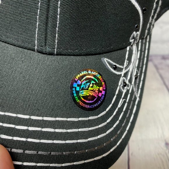 Mitsubishi Motors Hat Cap Strap Back Black Pony Tail Hole Embroidered Logo Beads - Picture 8 of 14